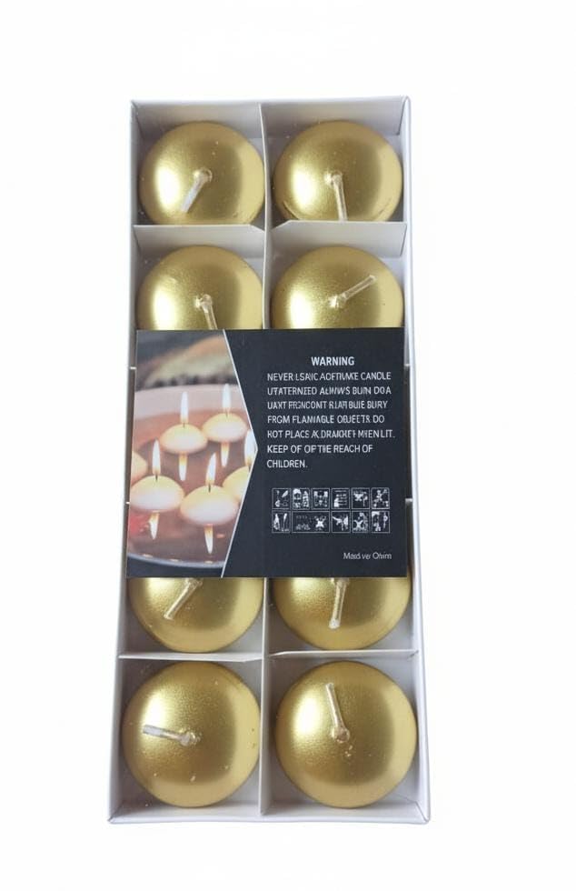 Spaceshoop 10 Pc Round Wax Candle Home Décor Living Room Bedroom Meditation Relaxation Air Freshening Gold