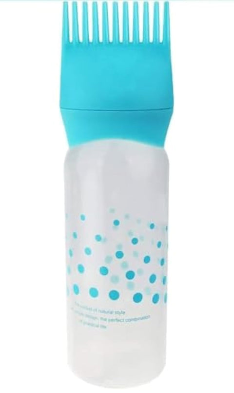 MOHAT - Root Comb Applicator Bottle - 6 Ounce Applicator Bottle for Hair Dye and Hair Oil Applicator with Graduated Scale - for Salon and Home usage (one piece coloured blue)