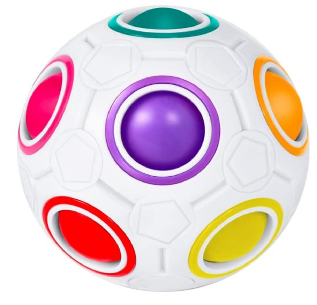 Magic Rainbow Ball, Fidget Ball Speed Cube Puzzle Ball Cube Brain Teasers Educational Toy For Kids & Adults, White