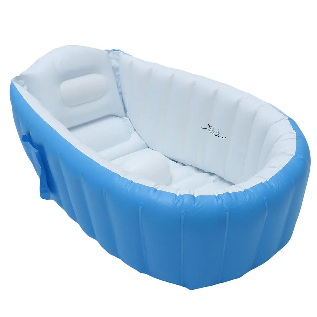 Foldable Tub - Compact inflatable baby bath with sturdy support stand, easy storage blue design for infants and toddlers, ensuring safety and comfort during bath