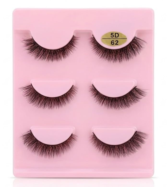 3 PAIRS 6D Faux Mink False Eyelashes | Reusable Lightweight & Natural Looking | Bold Eye Makeup Look (N62)
