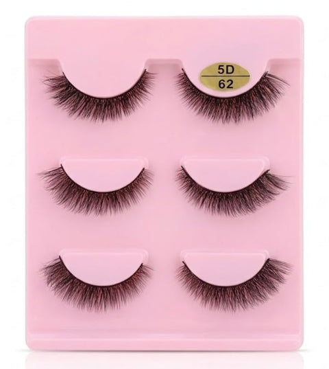 3 PAIRS 6D Faux Mink False Eyelashes | Reusable Lightweight & Natural Looking | Bold Eye Makeup Look (N62)