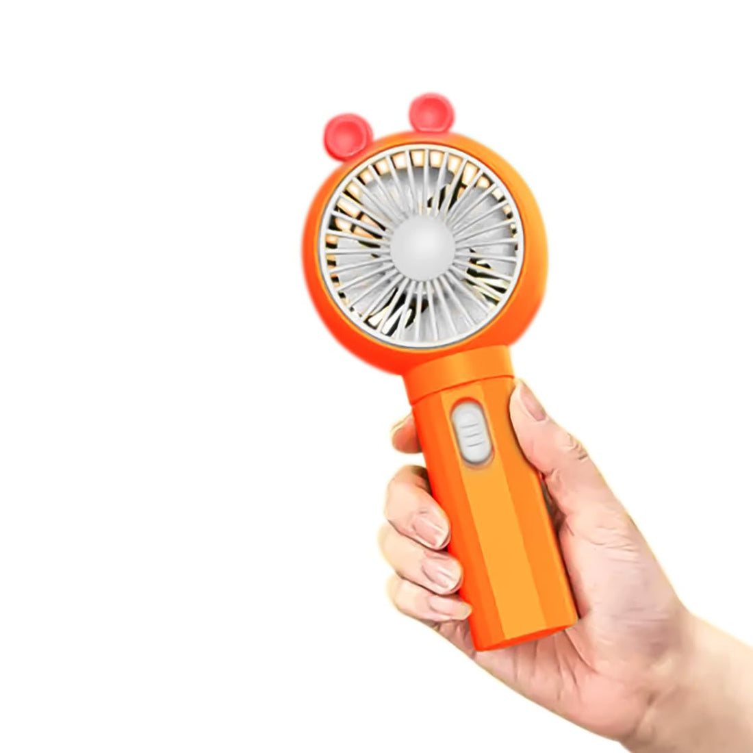 Portable USB Fan Handheld Mini Fan With Phone Stand For Office Travel High Speed Quiet 0.6W Power 1 Speed Mode Rechargeable Desktop And Hand Fan HK59-1B (Orange)
