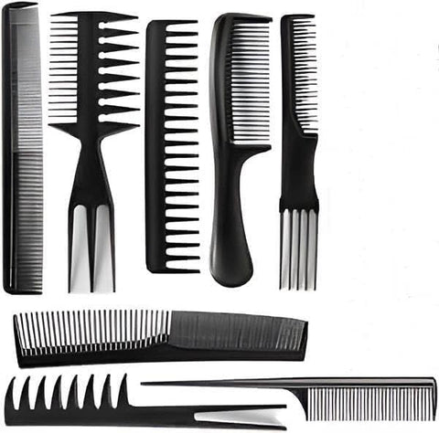 8-Piece Hair Comb Set – Professional Styling Kit with Wide Tooth, Fine Tooth, Tail Comb, Rake Comb & More – Multipurpose Hair Combs for Cutting, Detangling & Styling (Random Color)