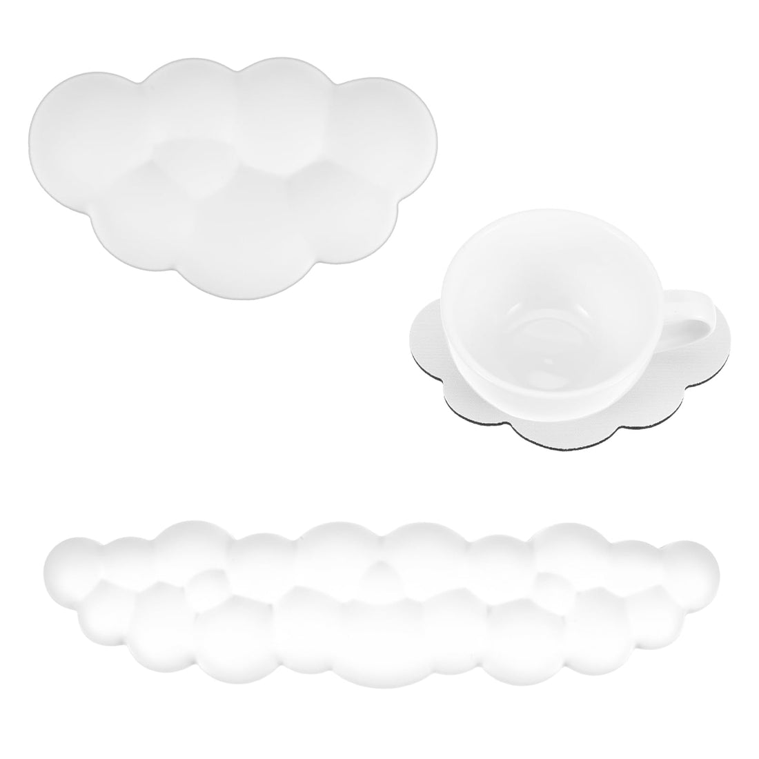 WLLHYF Cloud Keyboard Wrist Rest, Cute Cloud Palm Rest Set Arm Wrist Support Memory Foam Keyboard Rest Non-Slip Desk Cloud Wrist Pad for Computer Hand Cushion Keyboard