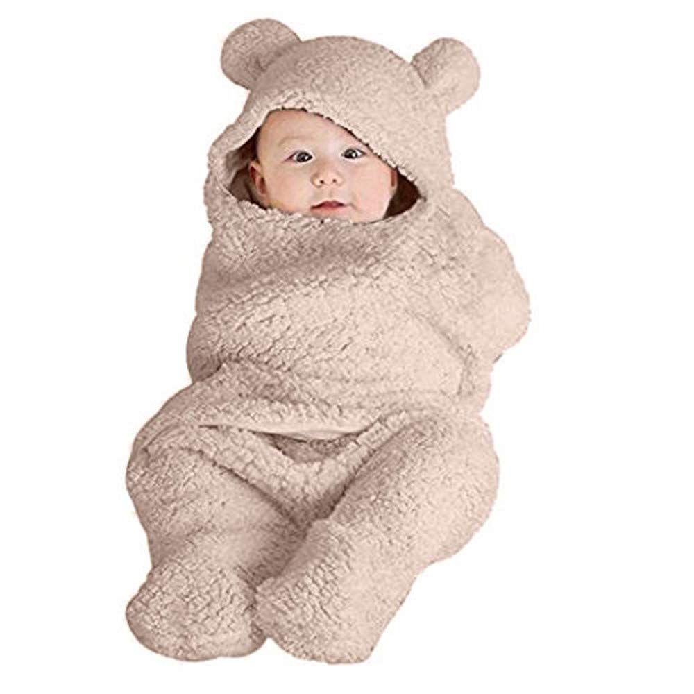 Moro Moro 3 Baby Animal Face Hooded Towel For Girls, Pretty Panda Photo Props Sleeping Blanket Stroller Wrap (Khaki, 0-12 Months)