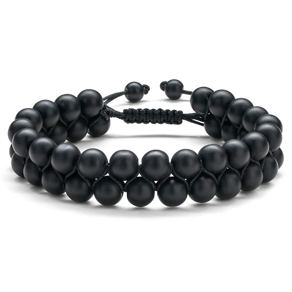 MONOOC Lava Rock Bracelet Gifts for Men - 8mm Lava Rock Bead Bracelet Stress Relief Mens Anxiety Bracelet Aromatherapy Essential Oil Diffuser Bracelets Gemstone Therapy Gifts for Men,