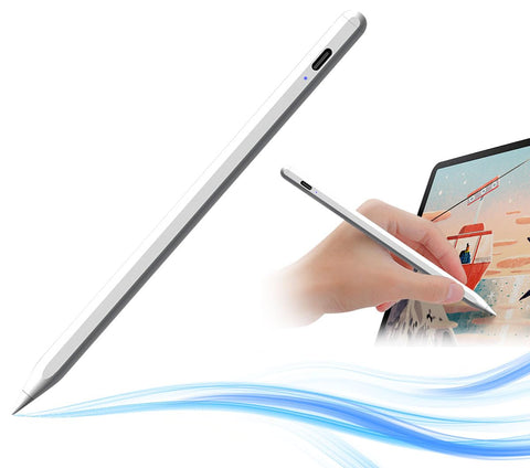ECVV Stylus Pen for Touch Screens - Fine 2mm Tip, Work for iPad, iPhone, Android Tablets, Microsoft Surface - Rechargeable, No Lag, Scratch-Resistant Fiber Tip - Lightweight Metal Body