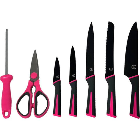 Next Store Ceramic Knife Set - 8 Piece Set with Elegant Acrylic Rotating Base, Includes Scissors and Sharpener, Luxury and Modern Design for Your Kitchen