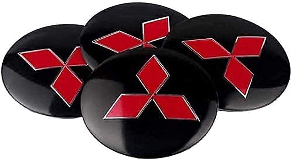 4 Pcs 56mm Car Wheel Hub Centre Caps for Mitsubishi ASX Lancer L200 Pajero Outlander Eclipse Decal, Front & Rear Hub Covers, Waterproof Dust-Proof, Tire Modeling Decoration Accessories, with Logo
