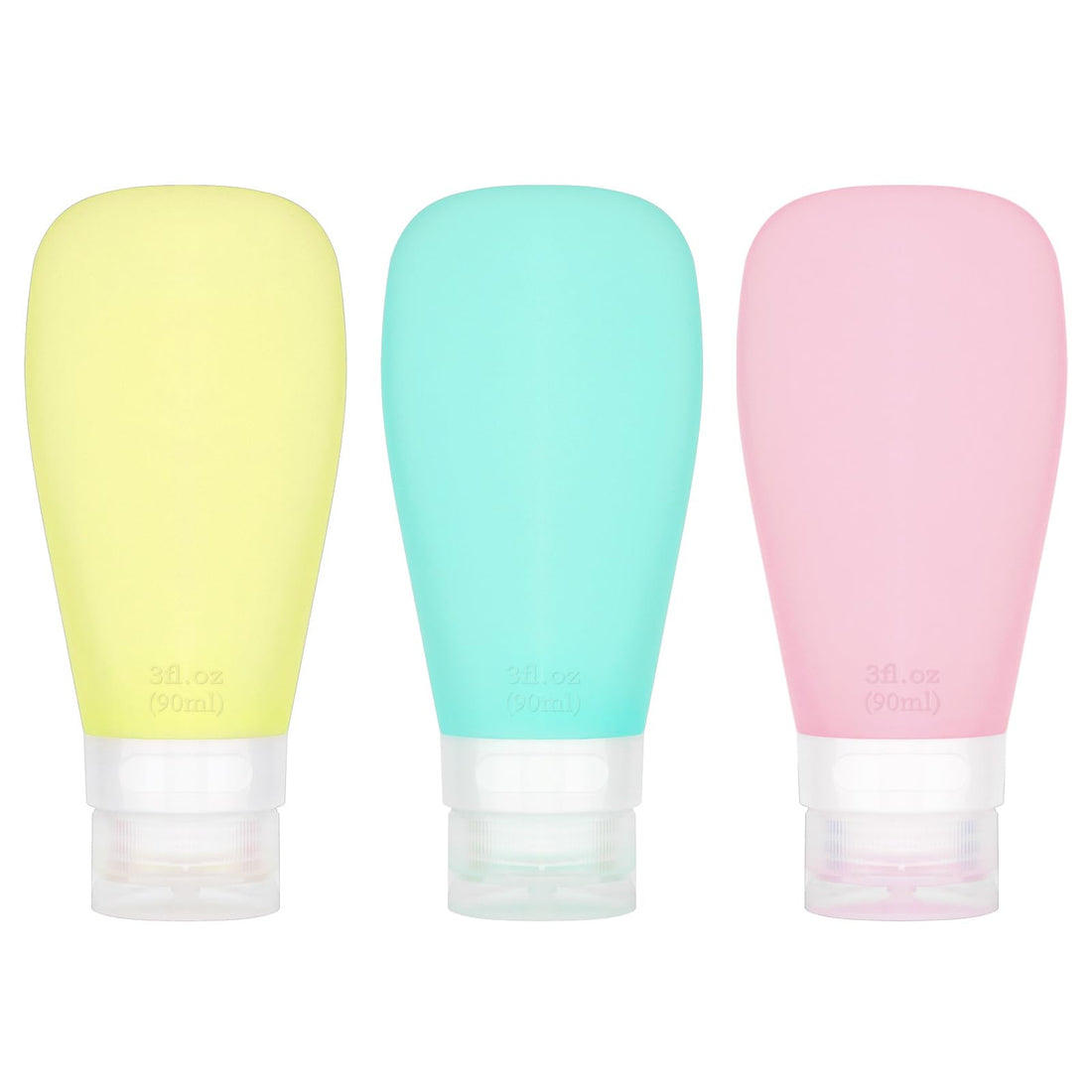 Silicone Travel Bottles for Toiletries TSA Approved Travel Size Containers Set 3 Pack Portable Leak Proof Refillable Cosmetic Squeeze Bottles Shampoo Hair Conditioner Body Lotion Bath Shower Gel
