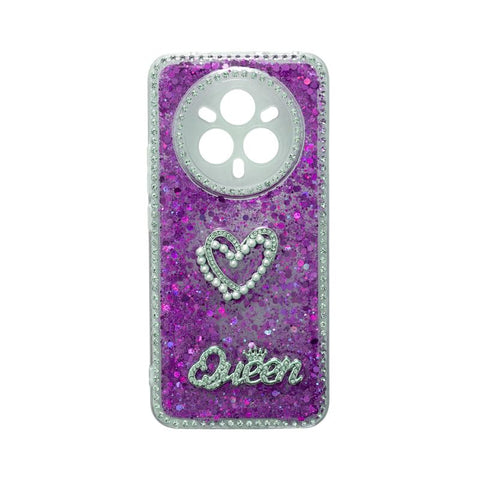 Back Cover Compatible With Realme 14 Pro Plus, Stylish Girly Soft Cover With Glitter And Camera Protection - Purple