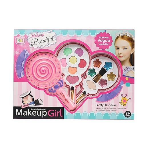 Makeup Girl Kids Pretend Play Makeup Set, Safet, with Eyeshadow, Blush, for Ages 3+