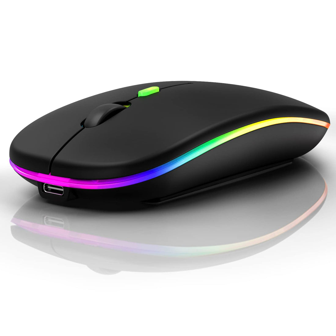 Wireless Bluetooth Mouse, 2.4G and Bluetooth 5.2 Ergonomic Rechargeable USB Optical Mouse, 3 Adjustment DPI，1600 DPI Dual Mode Silent Wireless Mouse for Mac，Laptop, PC, Windows (Black)