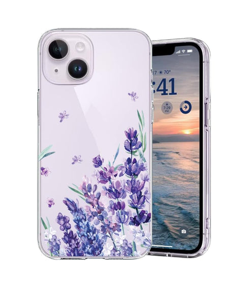 Fekra Compatible for iPhone 16 Pro max Case Cute Color Flower Floral Leaf Design for Girls Women Soft TPU Shockproof More Protective Girly (White Purple, iPhone 16 Pro Max)