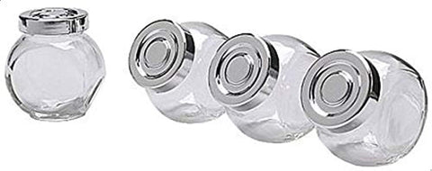 Jars for Spices, 4 Set with Lids, Clear Glass, Airtight Container Seasoning Jar for Storing Holding Kitchen Herb and Foods or Any Craft and Household Items,180ml Each.