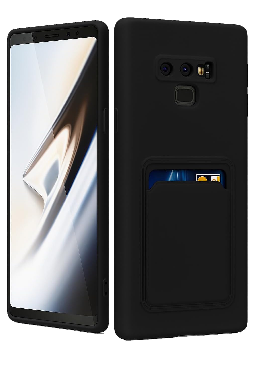 Soft Silicone Case Cover with Card Holder Compatible with Samsung Galaxy Note 9 Soft Fashion Design Wallet Case (Black)