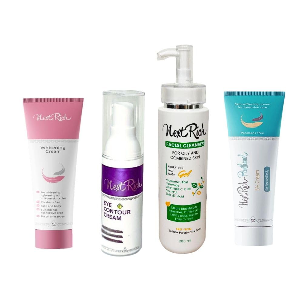 Next Rich Super Care Bundle 380 gm Oily Skin ( Panthenol Cream & Next Cream and Facial Cleanser Gel For Oily and Combined Skin & Next Rich Eye Contour )