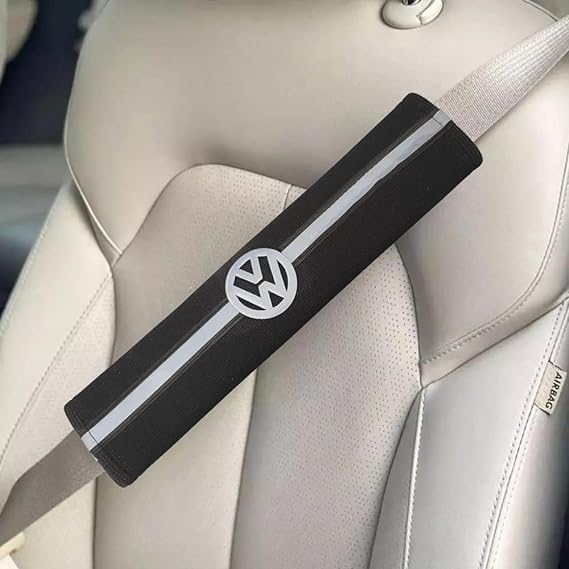 Car Seat Belt Leather Cover (Photography Belt Reflector) Compatible with Volux 2 Pieces, Black