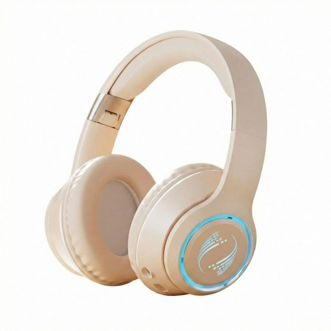 Wireless Bluetooth Headphone - with RGB lighting LED - Over Ear Stereo Music Headset with Memory Card Support, Gaming Headphones -with Built-in Microphone SD-1014 - هيدفون - هدفون (White)