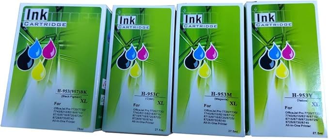 953XL Ink Cartridge Replacement for HP 953XL 953 XL Compatible with HP Officejet Pro 7720 7740 8710 8720 8715 8210 8730 7730 8725 8740 (Black, Cyan, Magenta, Yellow, 4 Pack)