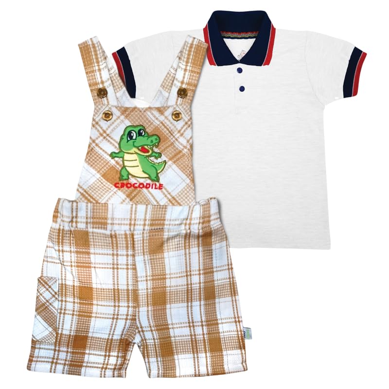 Baby Shoora Boys Sleeveless Bodysuit&Half Sleeves T-shirt Embroudered Crocodile Sleeveless Bodysuit&Half Sleeves T-shirt (pack of 1)