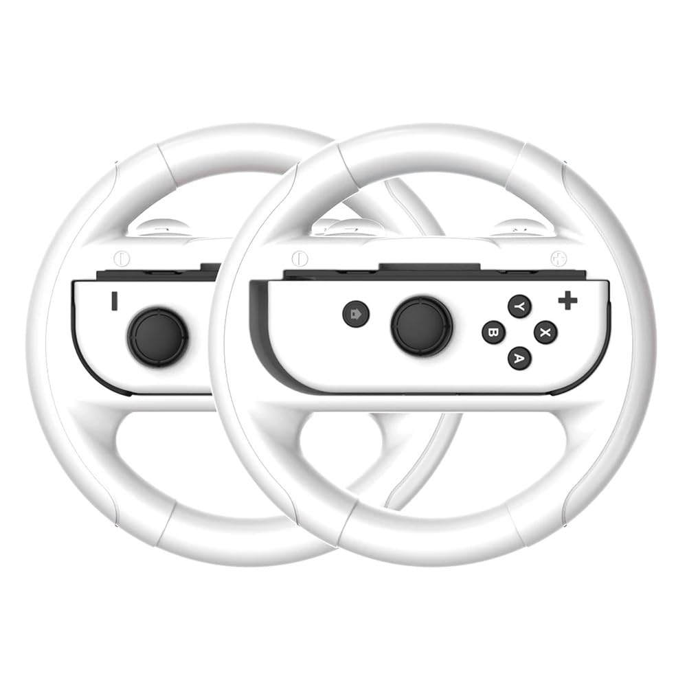 white 2Pcs white Left Right Game Steering Wheel Controller Handle Holder Grip JoyCon Controller Gamepad For Nintendo Switch OLED Accessories