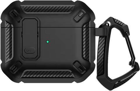 Eco Compatible with Samsung Galaxy Buds 3 Pro/Buds 3 Case Full-Body Shockproof (Secure Lock) Galaxy Buds 3 & Galaxy Buds 3 Pro (2024) with Carabiner (Rugged Black)