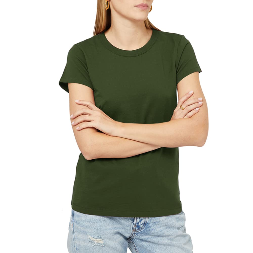 Crew Neck Short Sleeve T-Shirt Cotton - Athletic Top Shirt - Women - Crew Neck T-shirt - Cotton Shirts