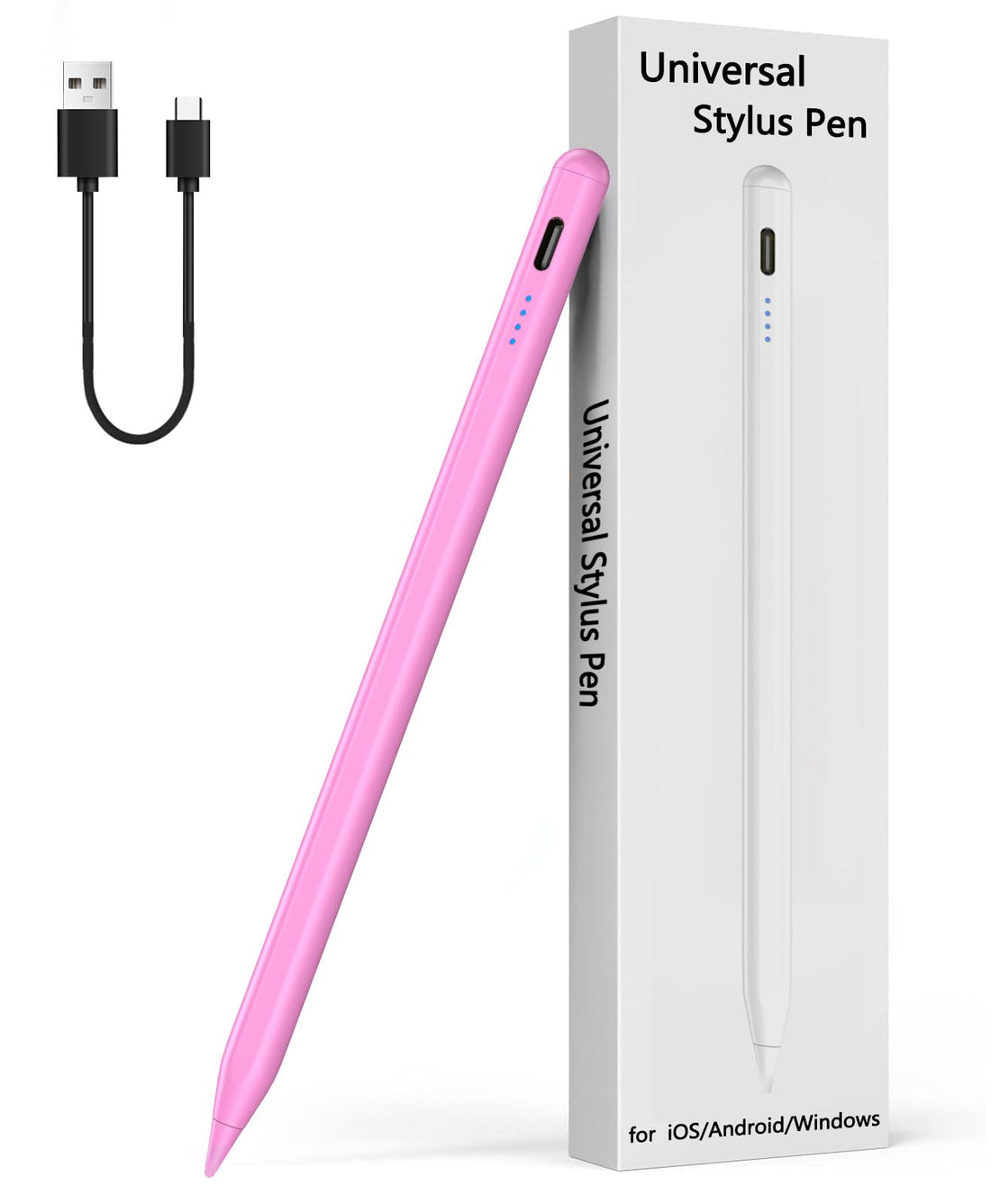 Universal Stylus Pen for iOS & Android Touch Screens - Compatible with iPhone, Android Phones, iPad, Samsung Tablets - Drawing & Writing (M - Pink - Universal 4 Lights)