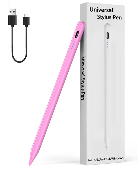 Universal Stylus Pen for iOS & Android Touch Screens - Compatible with iPhone, Android Phones, iPad, Samsung Tablets - Drawing & Writing (M - Pink - Universal 4 Lights)