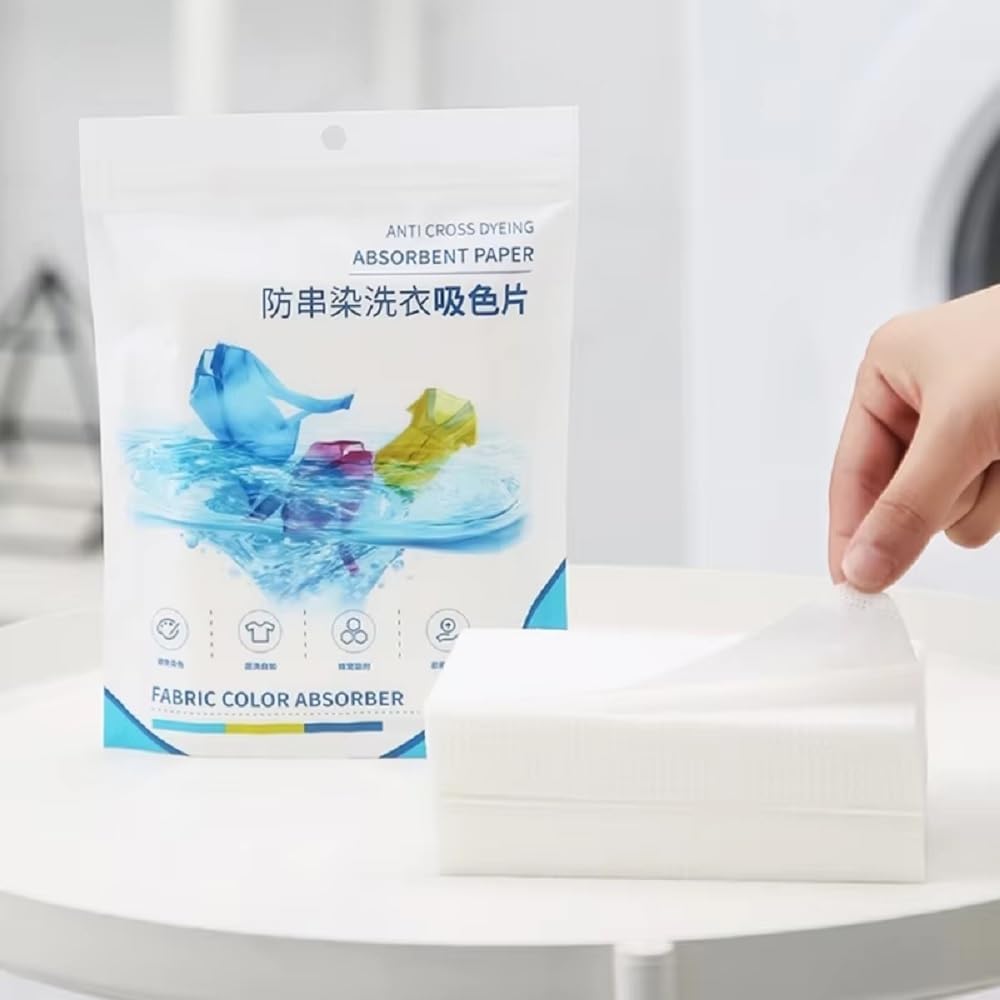VORTEXA Absorbent Washing Wipes Machine Anti Cross Dyeing Laundry Dirt Catcher Clothes Lots Linen Fabric Anti-String Laundry Paper Washing Machine Color Absorption Paper Wipes (50pcs 1 set)