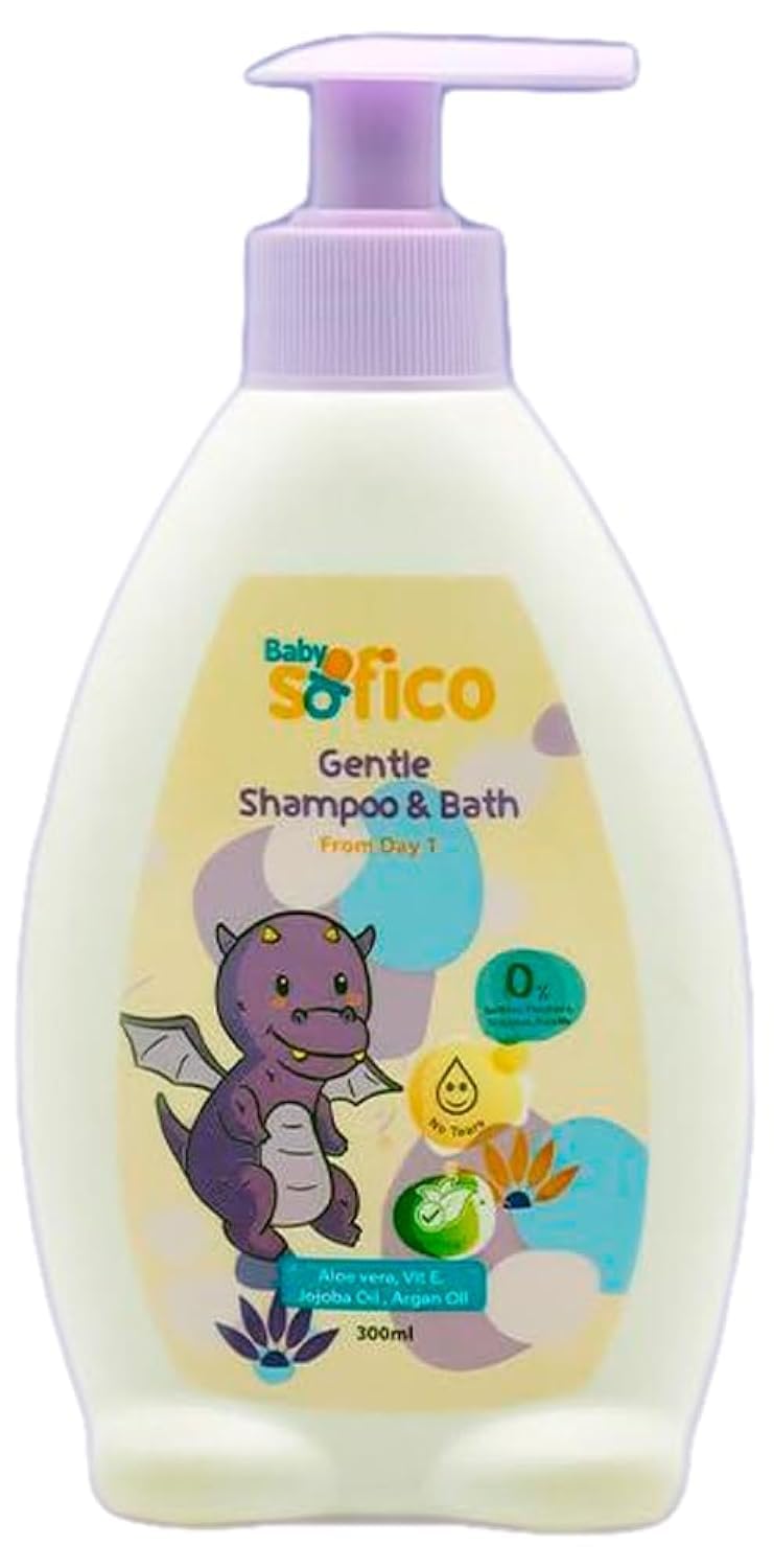 Sofico Baby Gentle Shampoo & Bath – 300 ml | Mild & Tear-Free | Nourishing Hair & Skin Care for Infants & Kids