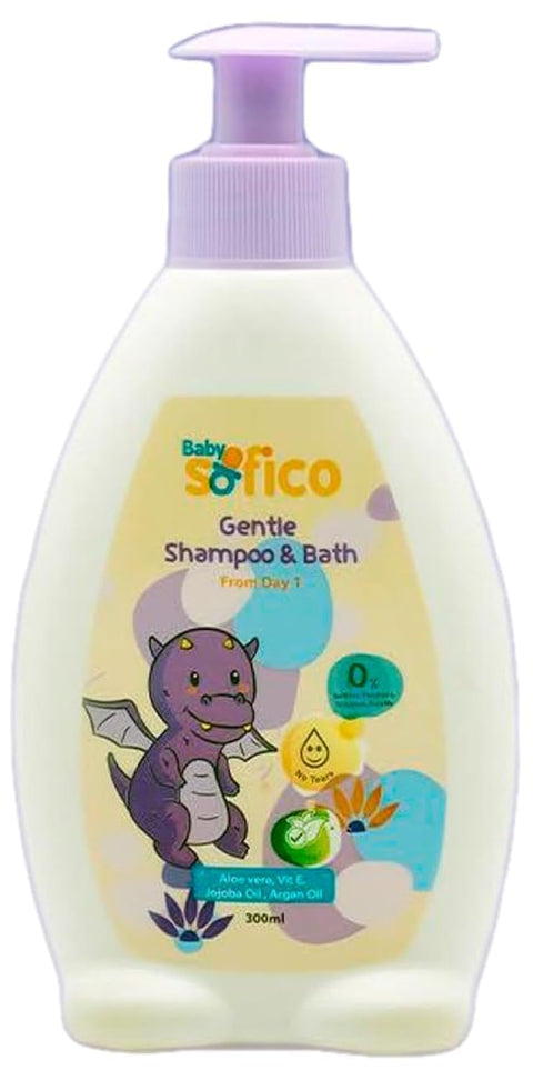 Sofico Baby Gentle Shampoo & Bath – 300 ml | Mild & Tear-Free | Nourishing Hair & Skin Care for Infants & Kids