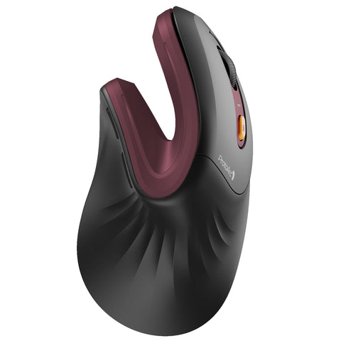 ProtoArc Ergonomic Mouse, EM11 NL Wireless Vertical Mouse, Ergo Mouse with Multi-Device, USB-C Rechargeable Mice for Windows, Mac OS, PC/Notebook/Laptop,Wine Red