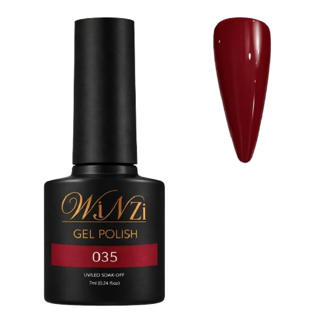 Rich Burgundy Gel Nail Polish 7ML, Deep Burgundy Red Soak Off UV LED Gel, Smooth Application, High Gloss Finish, Elegant Color for Salon & Home DIY Manicure (035)