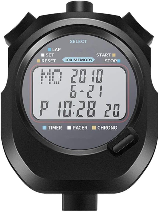 Stopwatch Professional Digital Watch with Cadence Accelerator Clock Alarm Countdown Function Portable Chronograph with Memory and Time Division for Athletes and Referee Coaches (MEMORY 100)