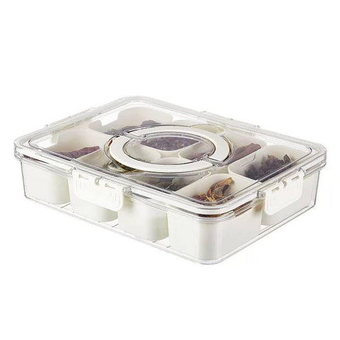 Acrylic Food Storage Organizer 8 Containers Inner Sealed Lid Spice Vegetable Refrigerator Organizer Microwave Safe 31 by 24cm b