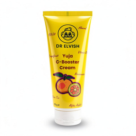 Dr. Elvish Yuja C-Booster Cream 100g – Brightening Moisturizer with Vitamin C, Yuja & Grapefruit Extract | Hydrating Face Cream for Even Skin Tone, Dullness & Dark Spots | Suitable for Daily Use