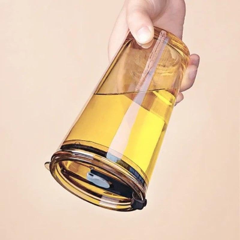 Straw Glass Mug - 500ml Can Design Borosilicate with Wood Lid, Heat Cold Resistant Easy Clean for Regular Use