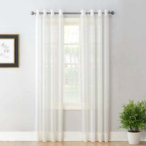 ART MOOD HOME Premium Voile Curtain with Grommets - Lightweight Sheer Curtain Panel with Elegant Draping, Perfect for Living Room, Bedroom, or Dining Area - 270L x 230W - Off-White