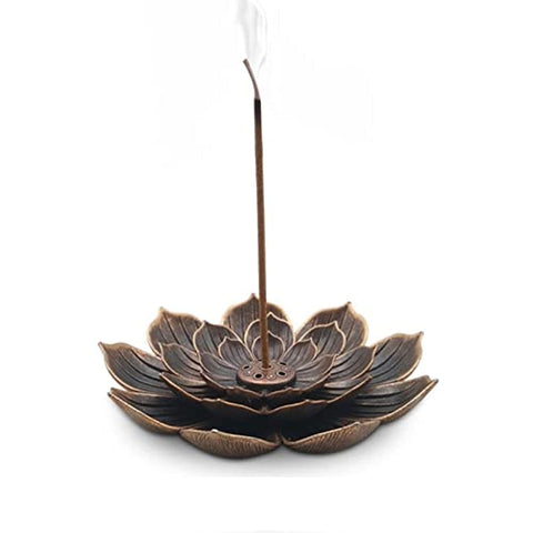 Raitron Alloy Incense Burner Stick Holder Buddhism Lotus Line Incense Plate Sandalwood Coil Base Temples Yoga Studios Home Decoration