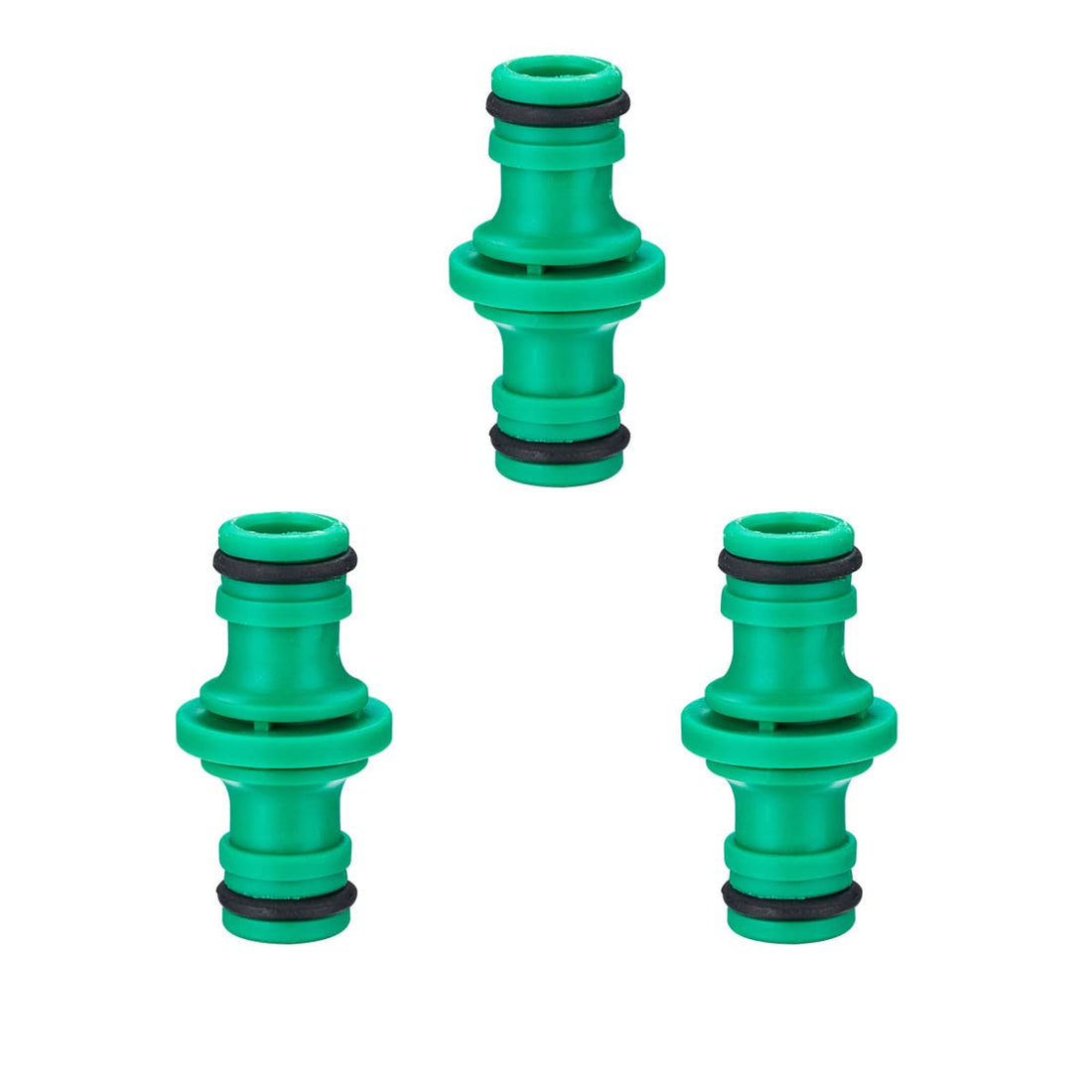 Pack of 3 Garden Hose Connectors, 1/2 Inch Two Way Coupling for Connecting Two Ends, Extender (Green)
