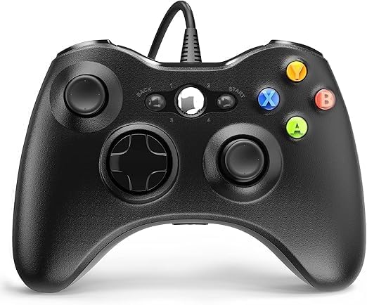 Wired controller & Joysticks compatible with Xbox 360,Gaming controller with Dual-Vibration Turbo For Windows, color (Black)
