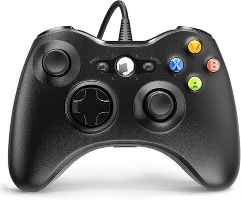 Wired controller & Joysticks compatible with Xbox 360,Gaming controller with Dual-Vibration Turbo For Windows, color (Black)