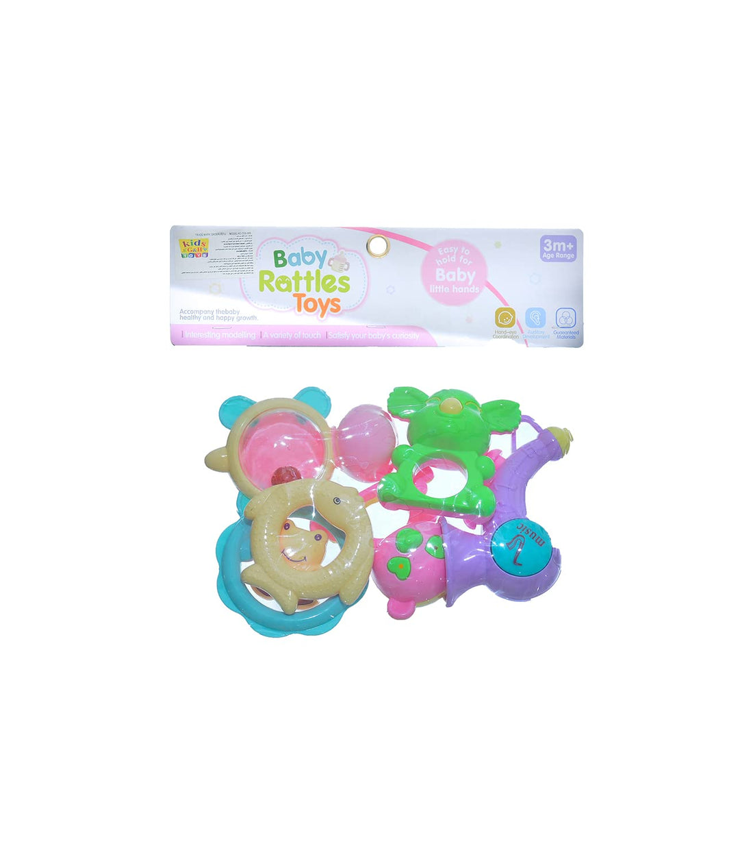 Easy Hold For Baby Little Hands Set Of 6 Rattles And Baby Whistle - Multi Color
