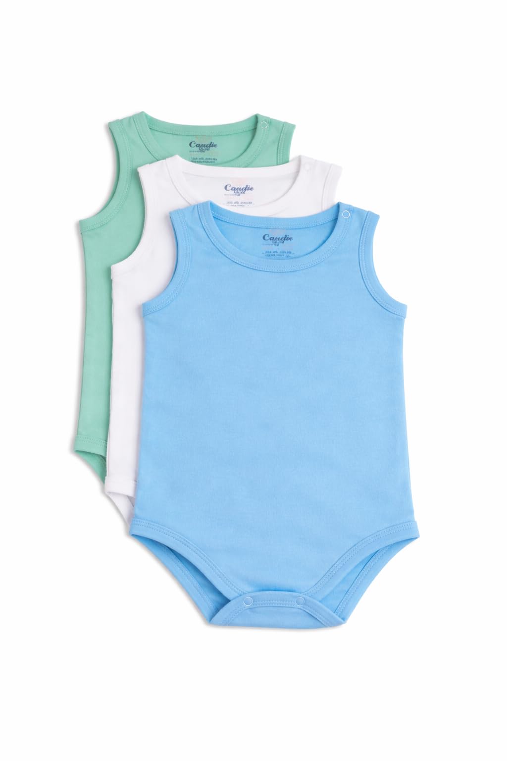 Candie Baby Sleeveless Bodysuits, Cotton (Boy Pack, 12-18 M)