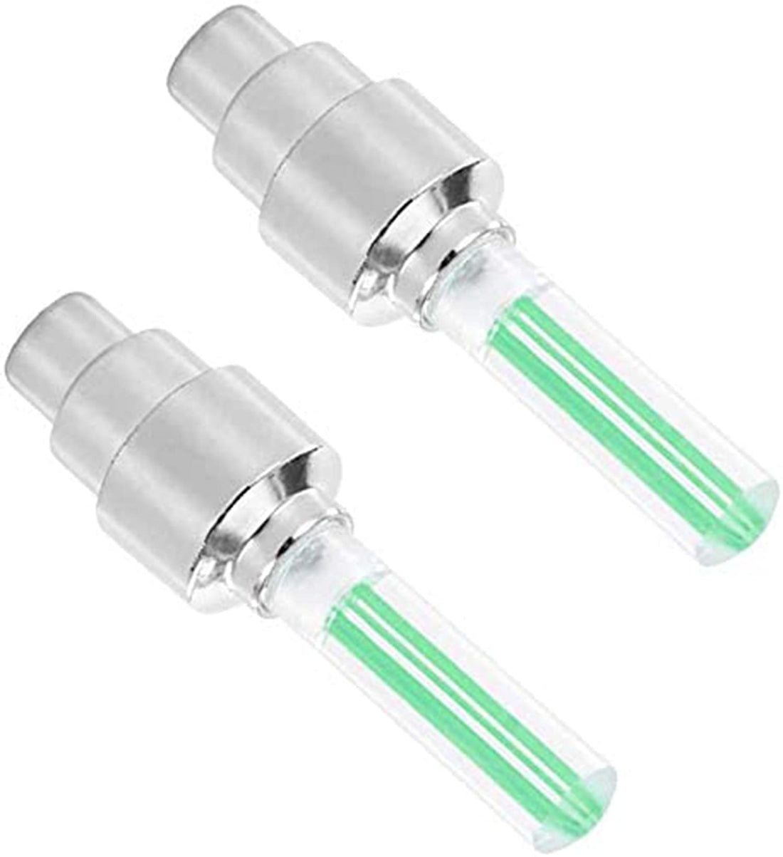 DELFINO LED Flash Tyre Wheel Valve Cap Light, for Car Bike Bicycle Motor Bicycle Wheel Light Tire (Green - 2 Pcs)