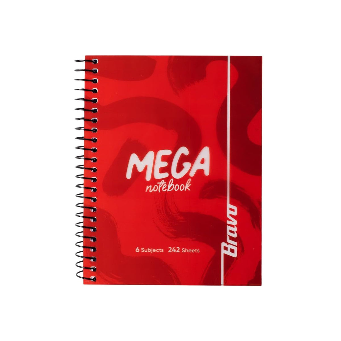 Bravo Mega Notebook - M Size - 23.2 * 16.5 cm. - 242 Sheets - 6 Subjects - Red