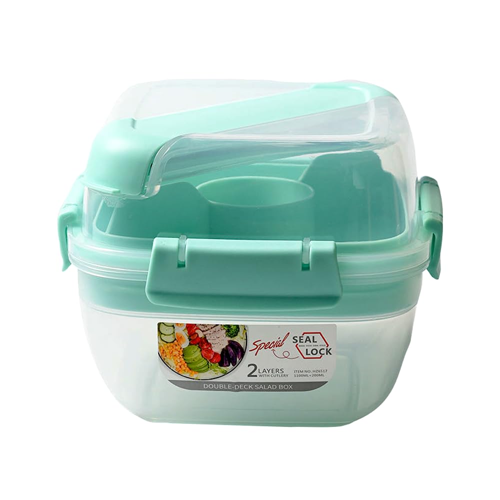 Lunch Box Children, Bento Box Children, Lunch Box Children with Compartments, Schmatzfatz Lunch Box with Compartments, Lunch Box with Yoghurt Fruit Container, for Children and Adults, BPA-Free, Teal